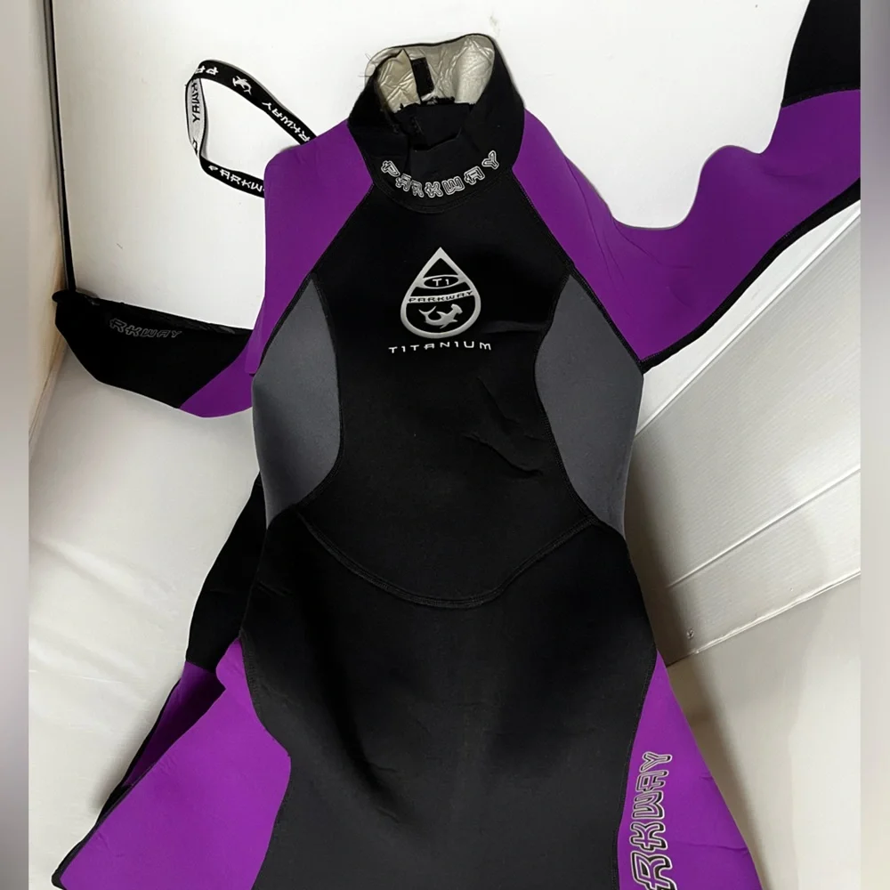 Purple and Black scuba suit Swimwear with Full-Length Design